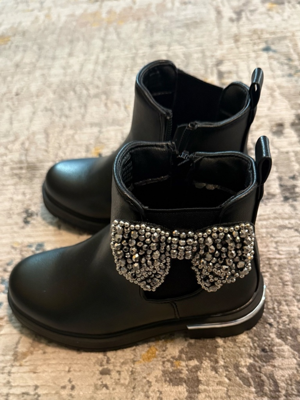MIA girl size 12 Black Boots with bling bows. Never worn